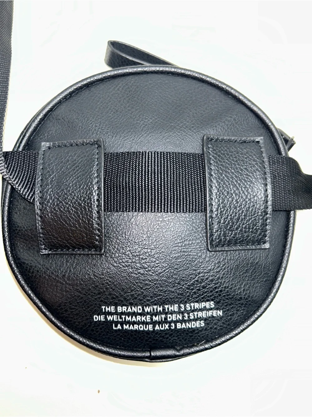Adidas Originals Black Faux Leather Circle Waist Pack Wristlet Trefoil Logo